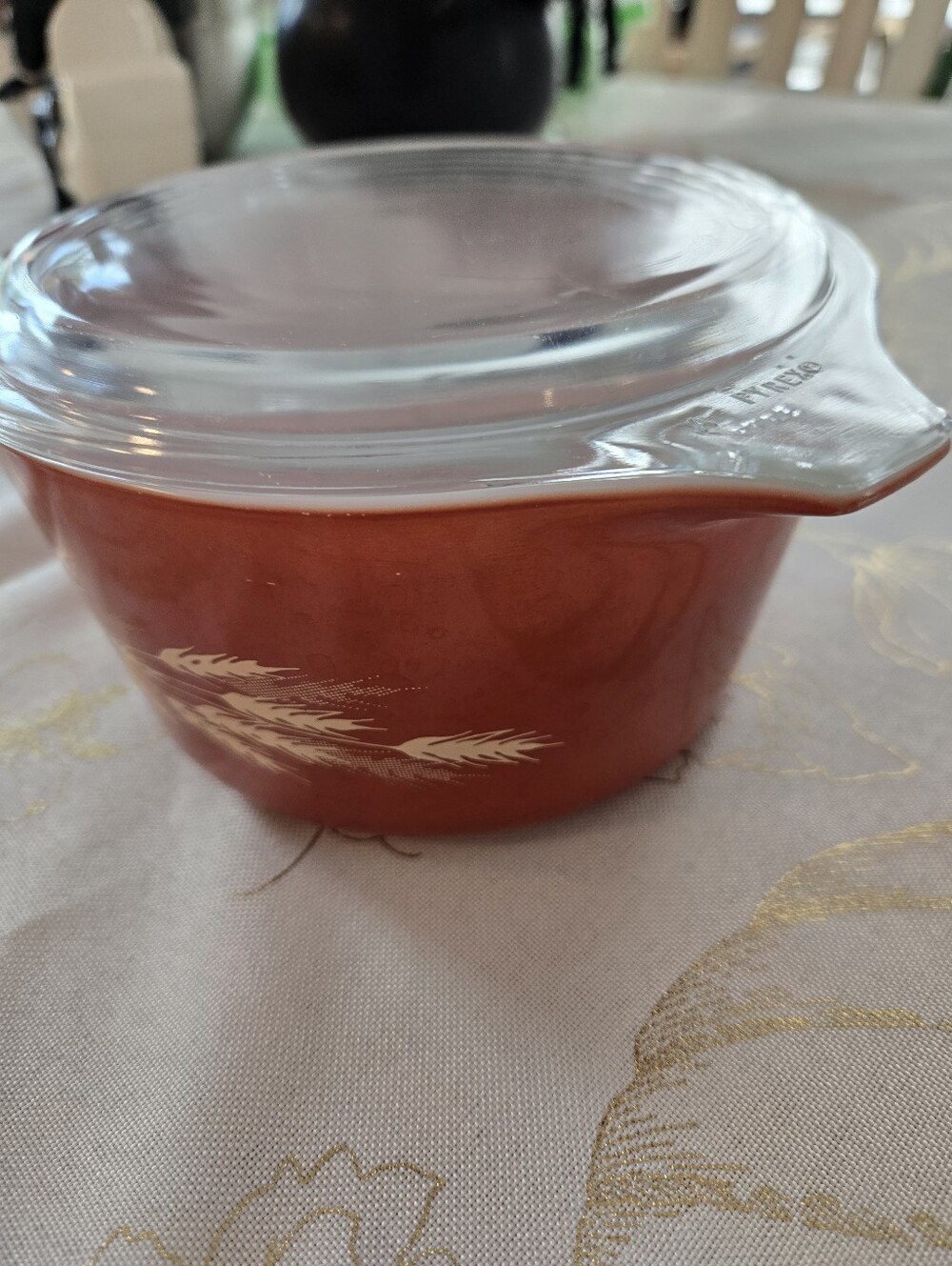 Vintage 1970s Pyrex Autumn Harvest Wheat Casserole Dish With Lid 473 B